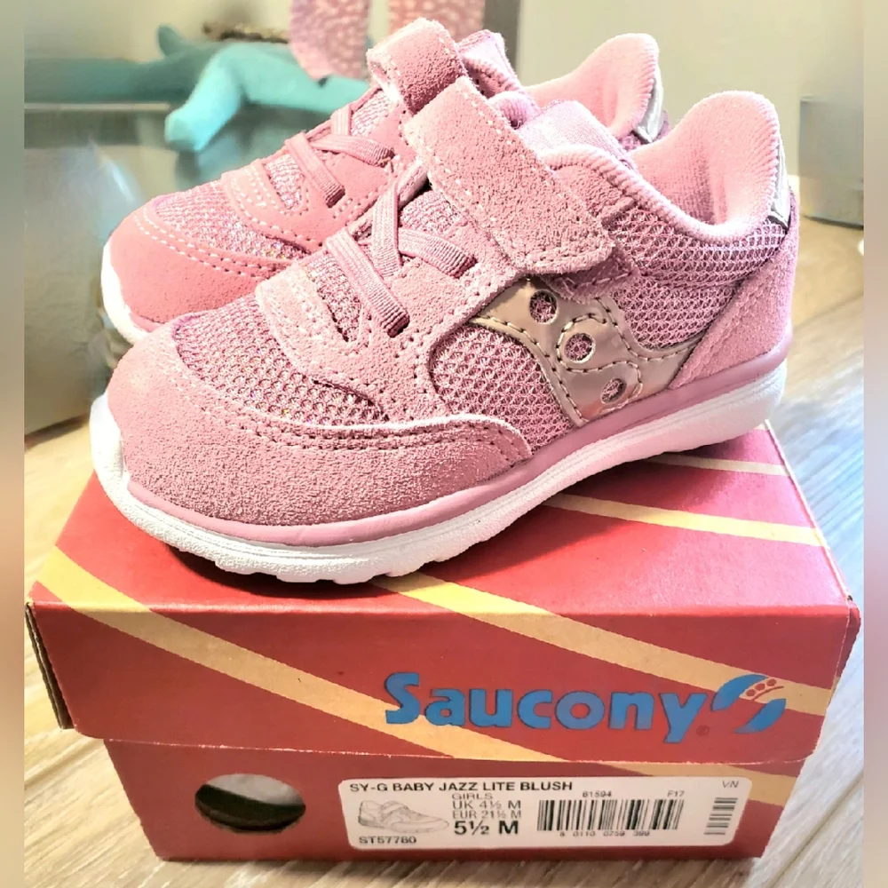 Saucony Kids' Jazz Lite Pink Blush Sneakers Suede Size 5 1/2